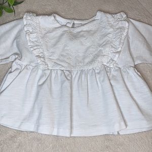 Zara 9-12M Baby Girl White Swing Top EUC